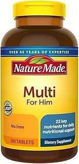 Nature Made Multivitamin For Him with No Iron, Mens Multivitamins for Daily Nutritional Support, Multivitamin for Men, 300 Tablets, 300 Day Supply 상품 이미지