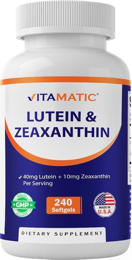 Vitamatic 루테인 40mg, 제아잔틴 10mg, 눈 건강 지원 보충제, 소프트젤 240정 상품 이미지