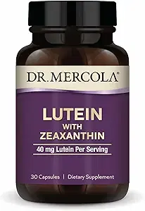 Dr. Mercola 제아잔틴이 함유된 루테인, 30회 분량 (30캡슐), 1회 제공량당 루테인 40mg, 식이 보충제, 시력 건강 및 인지 기능 지원, GMO 프리 이미지