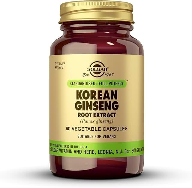 Solgar 한국 인삼 뿌리 추출물, 60 식물성 캡슐 - 면역 지원 - 표준화, 전효능 (SFP) - GMO 프리, 비건, 글루텐 프리, 유제품 프리, 코셔 - 60 인분 상품 이미지