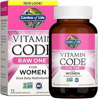 Garden of Life Vitamin Code Raw One for Women, Once Daily Women's Multivitamin - 75 Capsules, One a Day Vitamins Whole Food Iron, Probiotics for Digestive Health, Gluten Free Vegetarian 상품 이미지