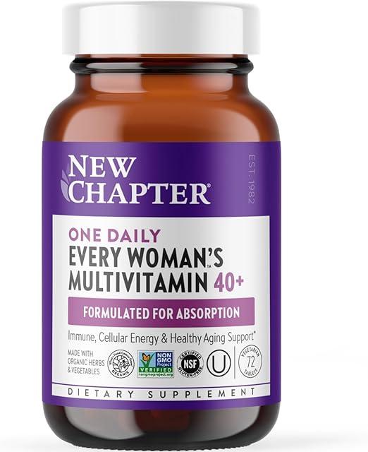 New Chapter Women's Multivitamin 40 plus for Energy, Healthy Aging + Immune Support with 20+ Nutrients -- Every Woman's One Daily 40+, Gentle on the Stomach, 72 Count 상품 이미지