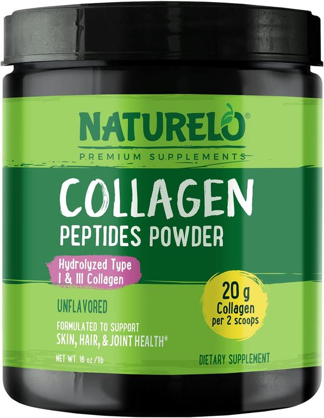 NATURELO 콜라겐 펩타이드 파우더, 가수분해된 콜라겐 타입 I 및 III, 피부 모발 및 관절 건강 - 무향, 473.2ml(16온스) | 45회 분량