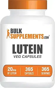 BulkSupplements. com 루테인 캡슐 - 눈 보충제, 루테인 20mg, 항산화 공급원 - 글루텐 프리, 1회 제공량당 캡슐 1개, 365개(1팩) 상품 이미지