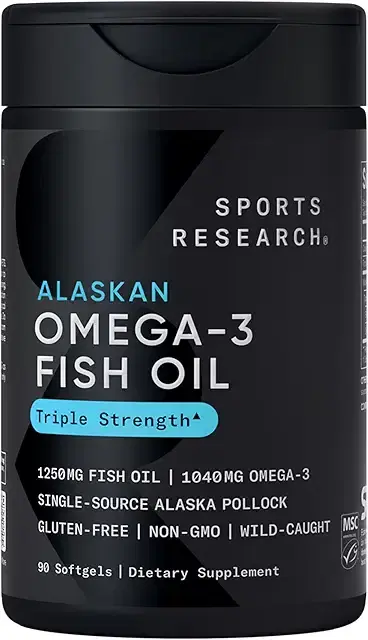 오메가-3 야생 알래스카 피쉬 오일 (캡슐 당 1250mg) 트리글리세라이드 EPA & DHA | 심장, 뇌 & 관절 지원 | IFOS 5성급 인증, 비 GMO & 글루텐 프리 상품 이미지