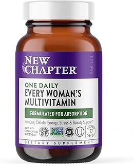 New Chapter Women's Multivitamin for Immune, Beauty + Energy Support with 20+ Nutrients -- Every Woman's One Daily, Gentle on the Stomach, 72 Count 상품 이미지
