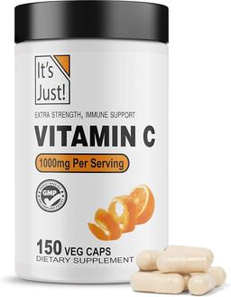 그냥! - 비타민 C, 아스코르브산, 1000mg 데일리 보충제 비건 캡슐, 면역 지원, 건강한 생활, (150ct 베지 캡슐) 이미지