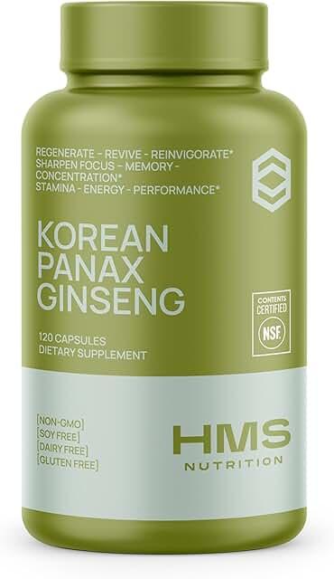 Korean Red Panax 인삼 2000mg 120 비건 캡슐 초강력 추출물 NSF 인증 보충제, 에너지, 체력, 성능 및 투명도 지원 고진세노사이드 상품 이미지