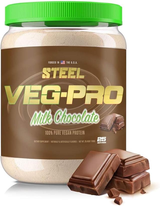 Steel Supplements Veg-PRO | 비건 단백질 파우더, 밀크 초콜릿 | 25회 분량 (0.7kg(1.5파운드) | BCAA 아미노산이 함유된 단백질 파우더 | 글루텐 프리 | 유제품 없음 | 저탄수화물 포뮬러 상품 이미지