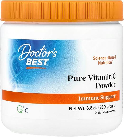 Doctor's Best 비타민 C 분말 함유 Q-C, 건강한 면역 체계, 뇌, 눈, 심장 및 순환, 관절, 스코틀랜드 원산, 250G, 8.8 온스