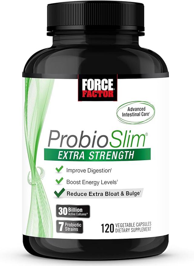 FORCE FACTOR ProbioSlim Extra Strength Probiotics for Women and Men with 30 Billion CFUs of Probiotics for Digestive Health, Bloating Relief, and Gut Health, with Prebiotic Fiber, 120 Capsules 상품 이미지