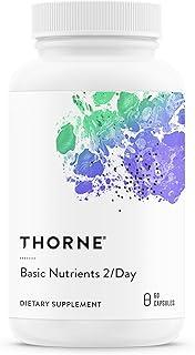 THORNE Basic Nutrients 2/Day - Comprehensive Daily Multivitamin with Optimal Bioavailability - Vitamin & Mineral Formula - Gluten, Dairy & Soy-Free - 60 Capsules - 30 Servings 상품 이미지