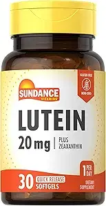 Sundance 루테인 20mg | 소프트젤 30개 | 제아잔틴 함유 | GMO 프리 및 글루텐 프리 보충제 상품 이미지