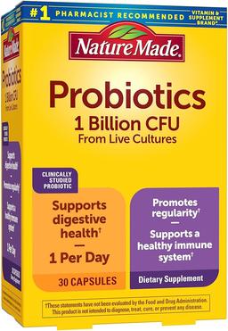 Nature Made Probiotic Capsules 1 Billion CFU from Live Cultures, Probiotics for Women and Men for Immune & Digestive Support, 30 Capsules, 30 Day Supply 이미지