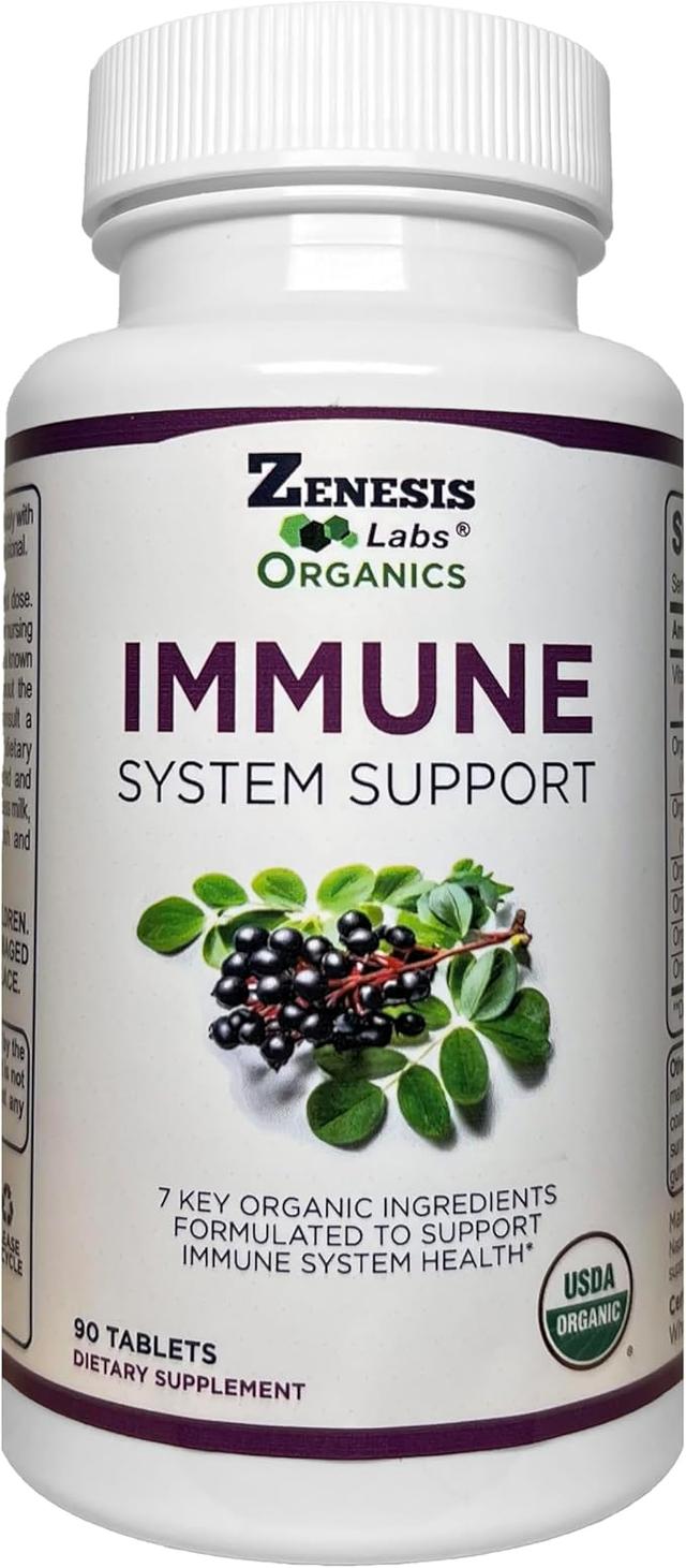 Zenesis Labs 유기농 면역 지원 보충제 비타민 C, 모링가, 엘더베리, 황기, 오레가노, 생강, 마늘 (90정, 30일 분량)