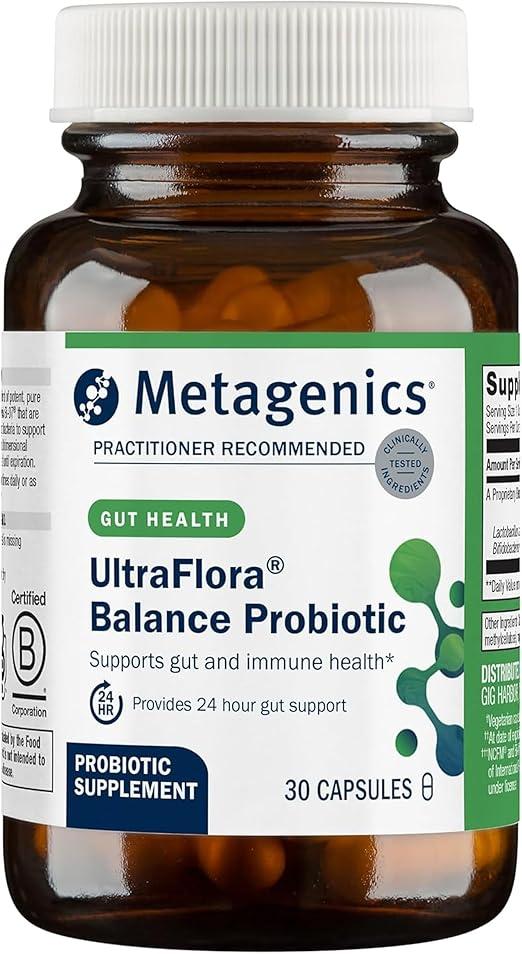 Metagenics UltraFlora Balance Probiotic - Daily Gut Health Supplement* - Offers Digestive & Immune System Support* - Vegetarian, Non-GMO & Gluten-Free - 30 Capsules 상품 이미지