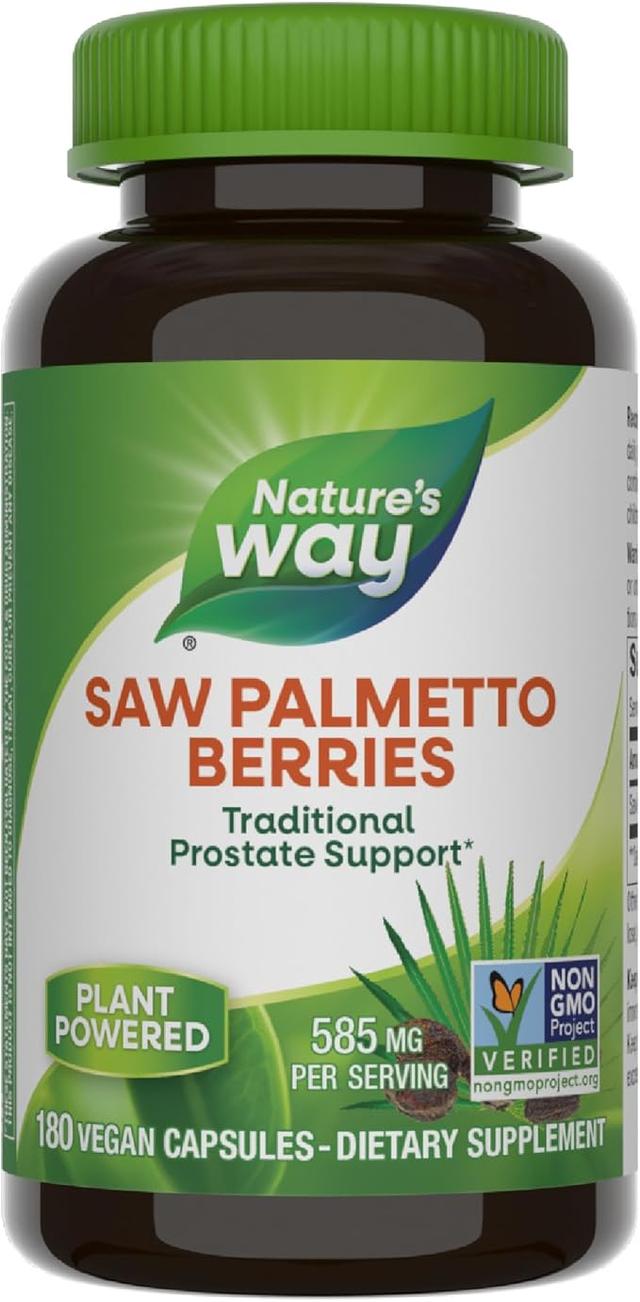 Nature's Way 쏘팔메토 베리, 전통 전립선 건강 보조제*, 1회 제공량당 585mg, 비GMO 프로젝트 인증, 비건, 180캡슐 상품 이미지