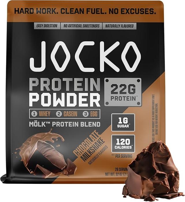 Jocko Fuel Mölk 유청 단백질 파우더 22g 단백질 - 저당 몽크 과일 블렌드 - 근육 회복 및 성장, 포장은 다를 수 있음 (26회분, 초콜릿 밀크셰이크) 상품 이미지
