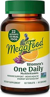 MegaFood Womens Multivitamin One Daily - Multivitamin for Women - Vitamin C, Vitamin D, Iron & B Vitamins - Bone, Energy Metabolism & Immune Support - Vegetarian, GlutenFree - 60 Tablets, 60 Servings 상품 이미지