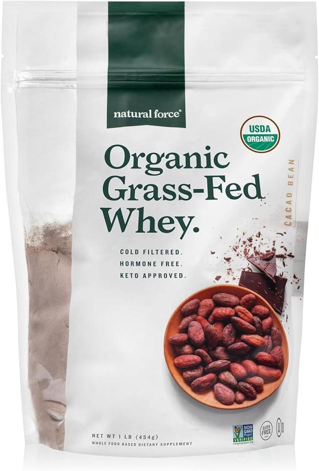 Natural Force Grass Fed 유기농 유청 단백질 파우더, 448g(15.8온스), 초콜릿 맛