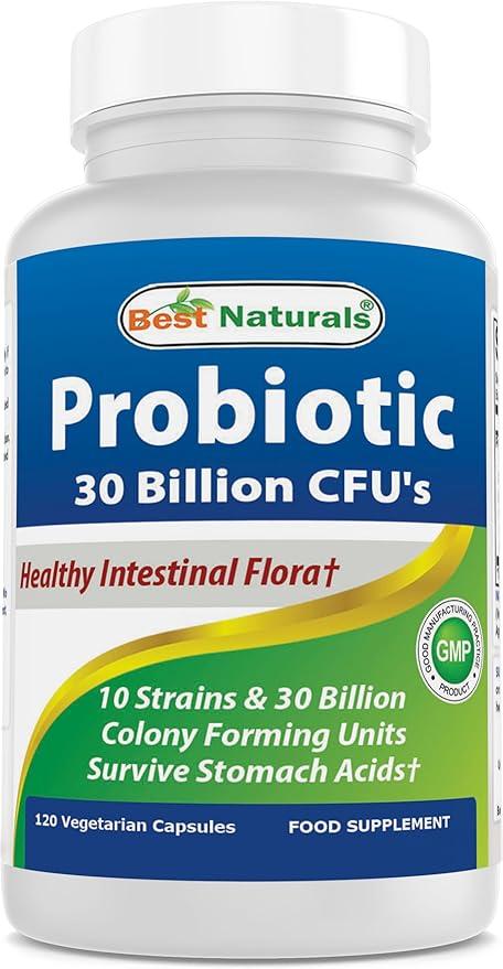 Best Naturals Probiotic 10 Strains & 30 Billion CFU Intestinal Flora, 120 Veggie Capsules - Shelf Stable probiotic (4146365) 상품 이미지