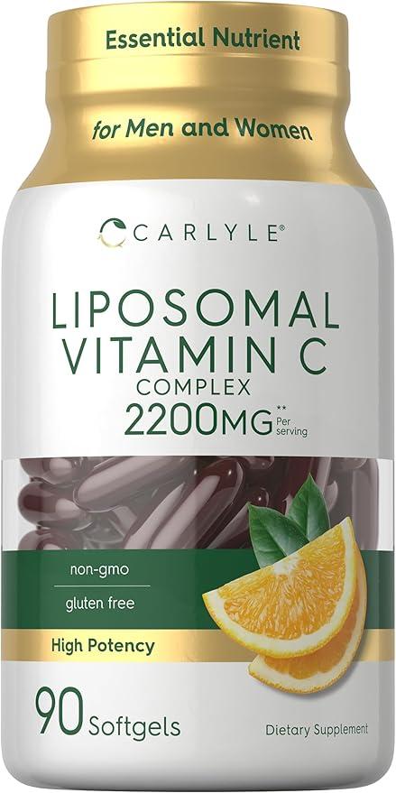 칼라일 리포솜 비타민C | 2200mg | 소프트젤 90정 | 고효능 복합 보충제 | 유전자 변형 성분 무함유, 글루텐 프리 보충제 포장은 다를 수 있습니다.