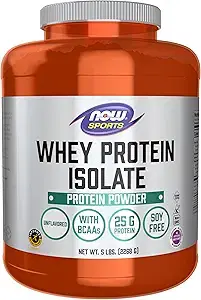 NOW Sports Nutrition, 분리 유청 단백질, BCAA 함유 25G, 무향 파우더, 2.3kg(5파운드) 상품 이미지