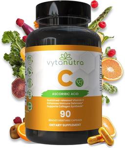 면역 지원 비타민 C – 철분 함유, 유전자 변형 성분 무함유, 비건, 글루텐 프리, 서방성 비들렛 캡슐, 90개입 이미지