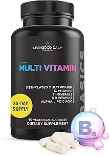 Livingood Daily Methylated Multivitamin for Women and Men, Multi Vitamin Supplement with Alpha Lipoic Acid, B Vitamins, Iron, Zinc and Selenium, Energy, Metabolism and Immune Support, 60 Capsules 상품 이미지