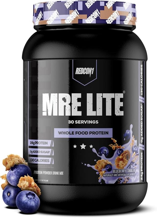 Redcon1 MRE Lite (블루베리 코블러) 30회분, 동물 기반 단백질, 유청 없음, 팽창 없음, 케토 친화적, 2G 설탕, 24G 단백질 식사 대용 상품 이미지