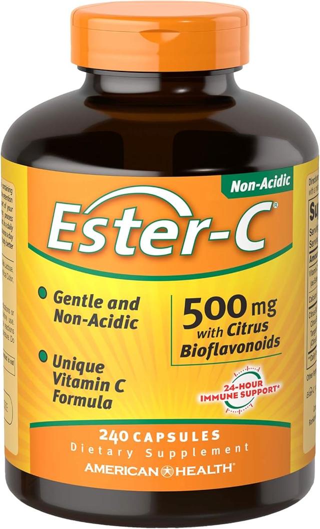 American Health, 시트러스 바이오플라보노이드 캡슐 함유 500mg, 위장에 순함, 비산성 비타민 C NonGMO 글루텐 프리, 120회 제공량, 에스테르-C, 240개입