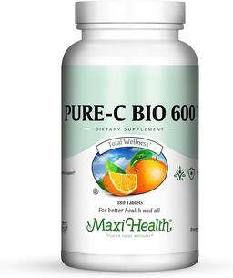 비타민 C 복합체, 600mg 보충제 – 레몬, 바이오플라보노이드, 칼슘 및 인이 함유된 비타민 C 정제 – 면역 건강 지원 – Pure-C Bio 600 Non-GMO, VIT C 비건 180정 이미지