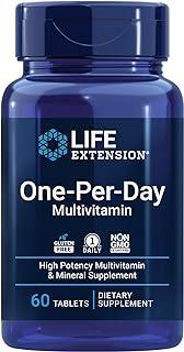 Life Extension One-Per-Day Multivitamin – Packed with Over 25 Vitamins, Minerals & Plant Extracts, Quercetin, 5-MTHF Folate & More – 1-Daily, Non-GMO, Gluten-Free – 60 Tablets 상품 이미지