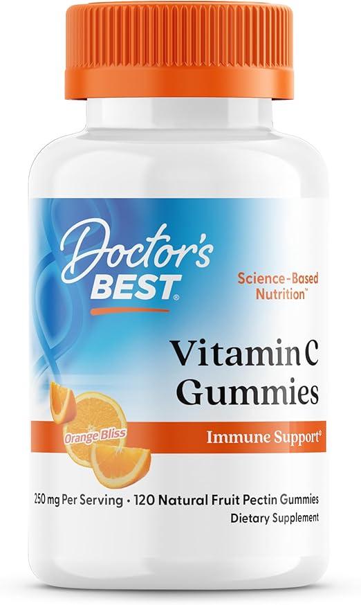 Doctor's Best, 비타민 C 구미젤리 250mg 1회 제공량 훌륭한 맛 면역 뇌 눈 심장 순환 항산화 지원 천연 펙틴 비건 글루텐 프리 CT, 과일, 120 개입