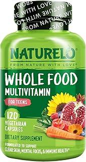 NATURELO Teen Multivitamin - Whole Food Multivitamin - with Minerals for Teenage Boys & Girls - Supplement for Active Kids - Non-GMO - Vegan & Vegetarian - 120 Capsules 상품 이미지