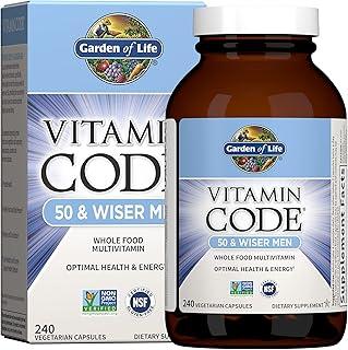Garden of Life Multivitamin for Men - Vitamin Code 50 & Wiser Men's Raw Whole Food Vitamin Supplement with Probiotics, Vegetarian, 240 Capsules 상품 이미지