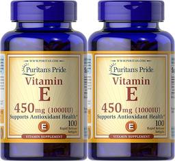 Puritan's Pride 비타민 E-450mg (10,000IU), 면역 체계 기능 및 항산화 건강 지원을 위한 비타민 보충제, 빠른 방출 소프트젤 100개, 2팩 이미지