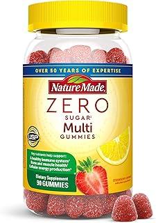 Nature Made Zero Sugar Multivitamin Gummies, Mens & Womens Multivitamins, Daily Nutritional Support Vitamin and Mineral Supplement, Aspartame Free, 90 Gummies, 45 Day Supply 상품 이미지