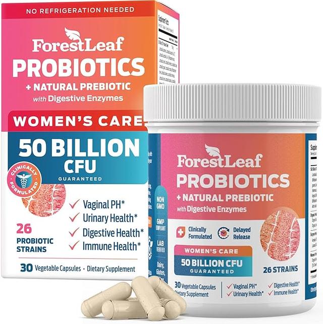 Probiotics for Women, 50 Billion CFU, 26 Unique Strains, Women's Probiotic and Prebiotics Support Digestive Health, w/Cranberry, Hibiscus & D-Mannose for Vaginal PH Balance, Urinary, Gut (30 Caps) 상품 이미지