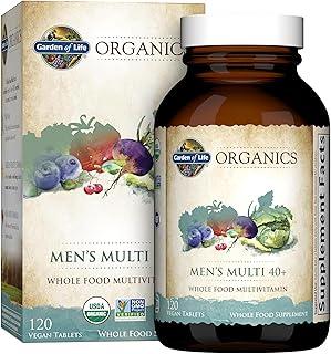 Garden of Life Organics Whole Food Multivitamin for Men 40+ 120 Tablets, Vegan Mens Multi for Health & Well-Being Certified Organic Whole Food Vitamins & Minerals for Men Over 40 Mens Vitamins 상품 이미지