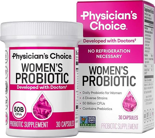 Physician's CHOICE Probiotics for Women - PH Balance, Digestive, UT, & Feminine Health - 50 Billion CFU - 6 Unique Strains for Her - Organic Prebiotics, Cranberry Extract+ - Women Probiotic - 30 CT 상품 이미지