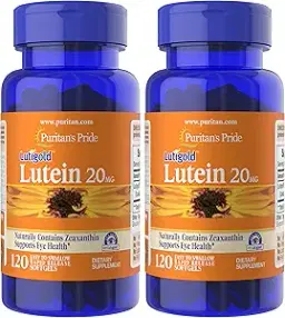 Puritan's Pride 프리미엄 루티골드 루테인 카로티노이드 20mg, 남성 및 여성용, 제아잔틴 함유, 눈 건강 지원을 위한 식이 보충제, 8개월 분량, 삼키기 쉬운 소프트젤 120개, 2팩 이미지