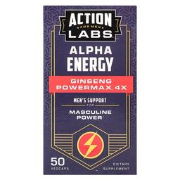 액션랩 Action Labs, 남성용, Alpha Energy, Ginseng Powermax™ 4x, 베지 캡슐 50정