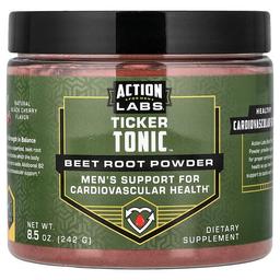 액션랩 Action Labs, 남성용, Ticker Tonic™, 비트 뿌리 분말, 천연 블랙 체리, 242g(8.5oz)