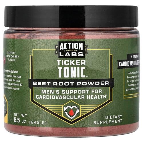 액션랩 Action Labs, 남성용, Ticker Tonic™, 비트 뿌리 분말, 천연 블랙 체리, 242g(8.5oz)