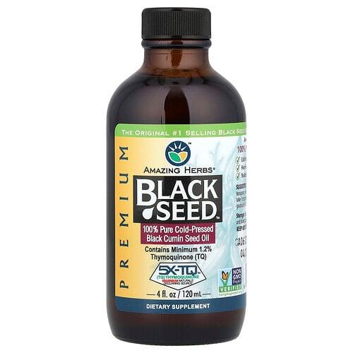 어메이징 허브 Amazing Herbs, Premium Black Seed™, 100% 순수 냉압착 블랙 커민 씨오일, 120ml(4fl oz)