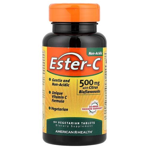 어메리칸 헬스 American Health, Ester-C®, 시트러스 바이오플라보노이드 함유, 베지 정제 90정