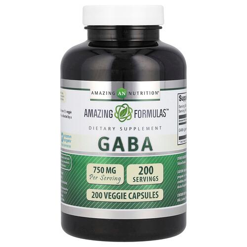 Amazing Nutrition, GABA, 750mg, 베지 캡슐 200정