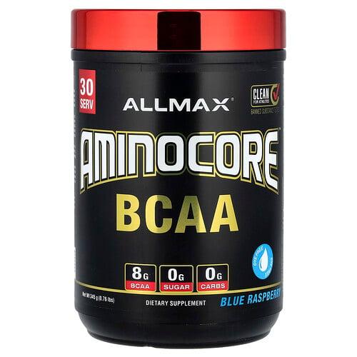 올맥스 ALLMAX, AMINOCORE, BCAA, BCAA 8G + 설탕 0 + 탄수화물 0, 블루 라즈베리, 0.69lbs(315g)