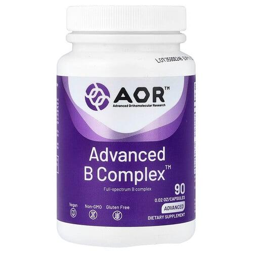 어드밴스드 어소모레큘러 리서치 AOR Advanced Orthomolecular Research AOR, Advanced B Complex™, 캡슐 90정